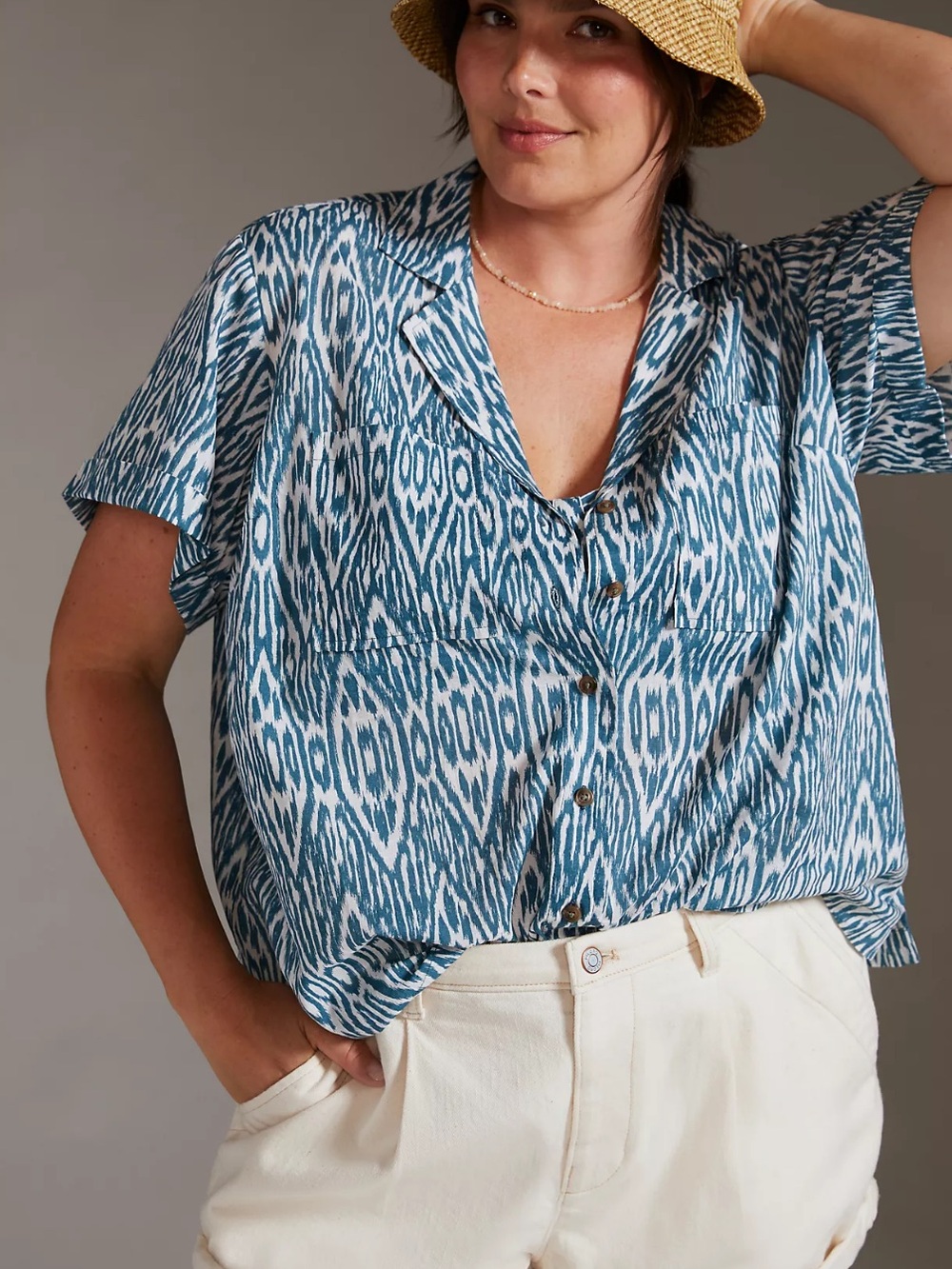 Pilcro Printed Voile Surf Shirt